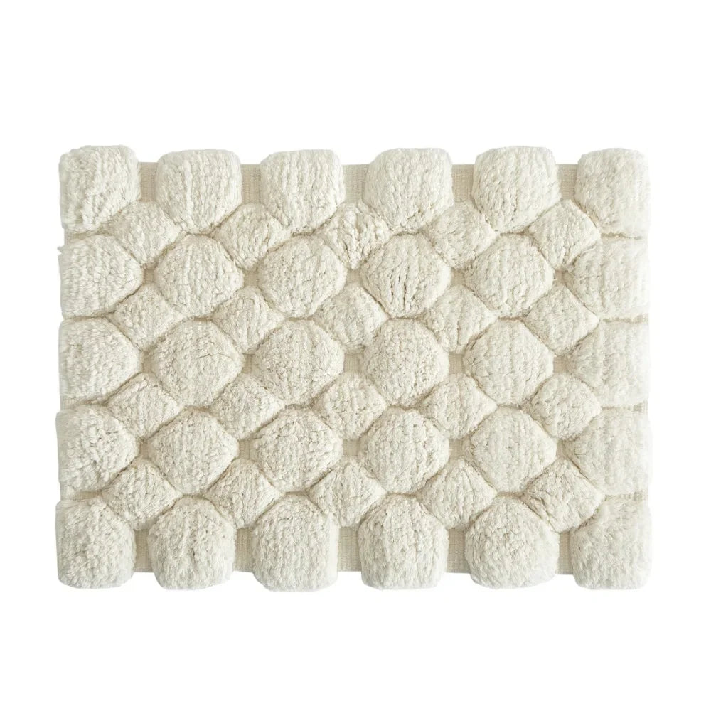 Lot de 2 tapis de bain en coton ivoire – 40x60cm&50x80cm Lavables en machine pour salle de bain, baignoire et douche