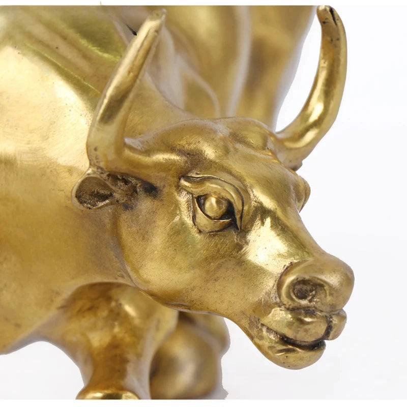 Figura de toro de Wall Street de latón de 12 cm, estatua de toro del mercado de valores, escultura de Feng Shui, regalo de decoración para el hogar y la oficina