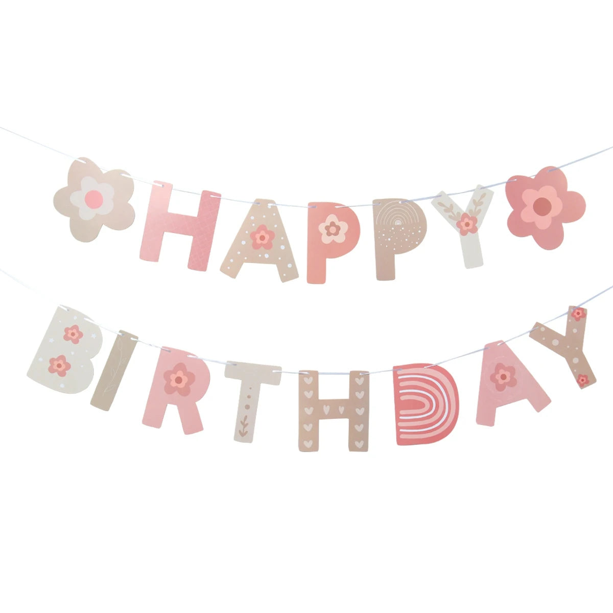 INS Bohemio Boho Arco Iris Pancarta de Papel Feliz Cumpleaños Decoraciones Fiesta Niña Niños Baby Shower 1er Cumpleaños Suministros Bandera Colgante