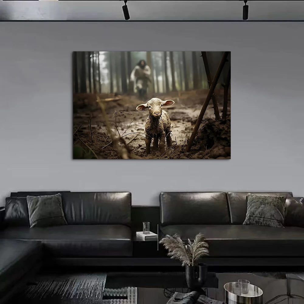 Classic Vintage Wall Art Christ Saves the Lamb HD Canvas Printed Poster Home Living Room Bedroom Hallway Decorative Painting