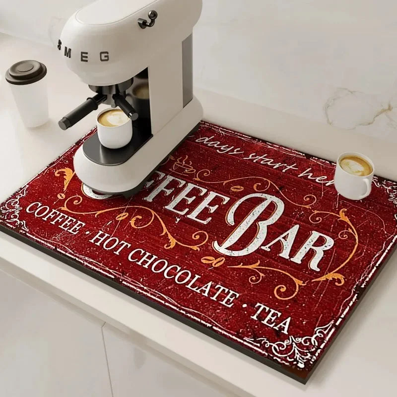 Alfombrilla Absorbente para Cafetera VIKAMA, Absorbente de Agua y Aceite, Escurridor de Platos de Cocina, Alfombrilla Absorbente de Secado Rápido, Alfombrilla para Platos, Decoración del Hogar
