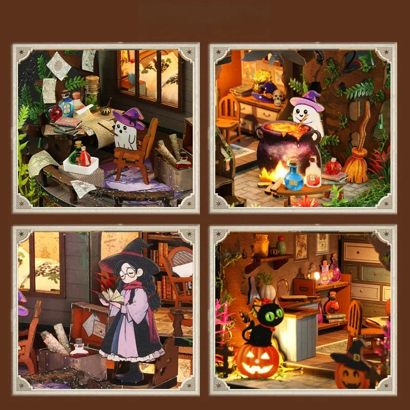 Villa Manoir Magique DIY - Kit de Maison Puzzle 3D en Bois, Cadeau Créatif d'Halloween et Décoration d'Intérieur à Collectionner