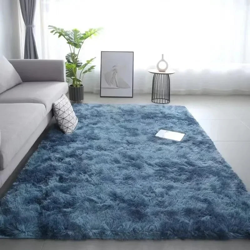 Alfombra de Lana y Seda Degradada para Mesita de Noche, Sala de Estar, Dormitorio, Antideslizante, Lavable a Máquina, No Suelta Pelo Fácilmente