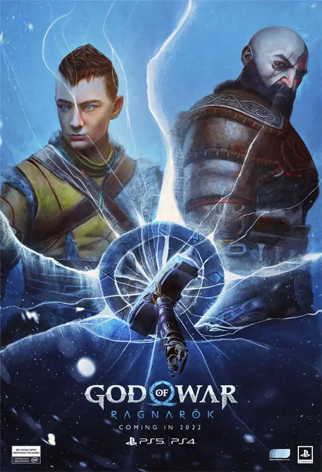 God of War Ragnarok 2022 Poster - Kratos Themed Wall Art for Gaming Room Decor