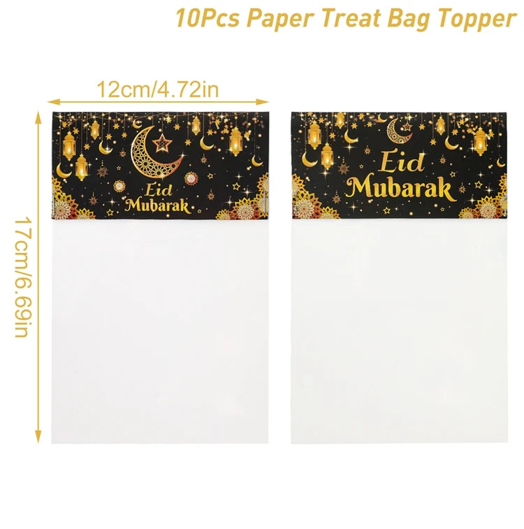 Décorations pour la maison du Ramadan 2025 - Sachet de friandises Eid Mubarak - Sachet de bonbons - Décorations de fête musulmanes islamiques - Ramadan Kareem - Aïd al-Adha