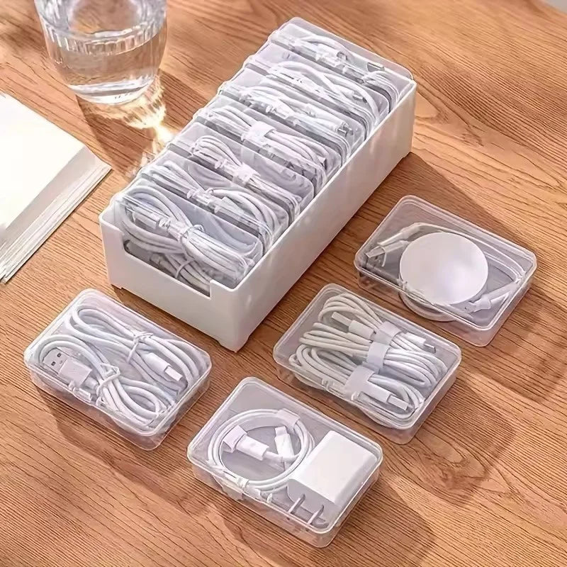 Organizador de accesorios de joyería para cables, caja de almacenamiento de plástico duradero, suministros de oficina diarios, gestión de cables de carga