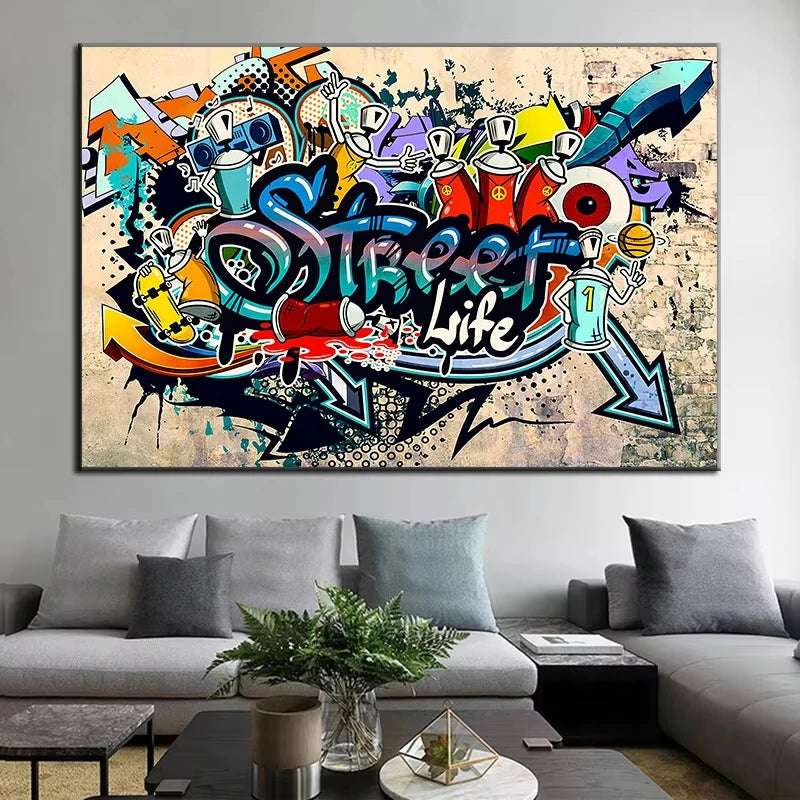 Banksy Street Art Canvas Paintings Sneakers Mouth Ballon Girl Graffiti Pop Art Posters Prints Cuadros Wall Art Home Decoration
