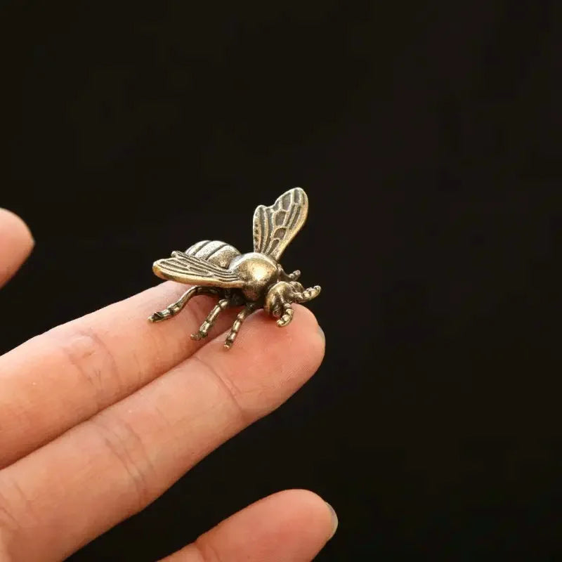 Figuritas Coleccionables de Mini Abejas de Latón Vintage de 1 o 3 piezas - Decoración de Escritorio Antigua Hecha a Mano - Regalo Ideal para Coleccionistas de Hogar y Oficina