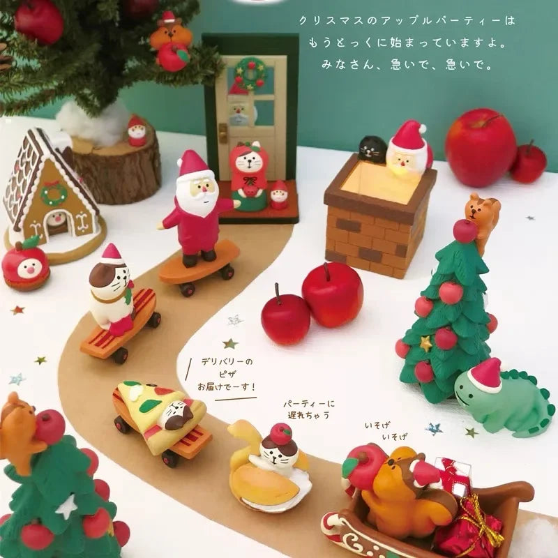 Zakka Figuras Navidad Japonés Creativo Exquisito Mate Resina Navideña Pequeña Decoración Cisne Puff Ukelele Trineo Sofá Reno