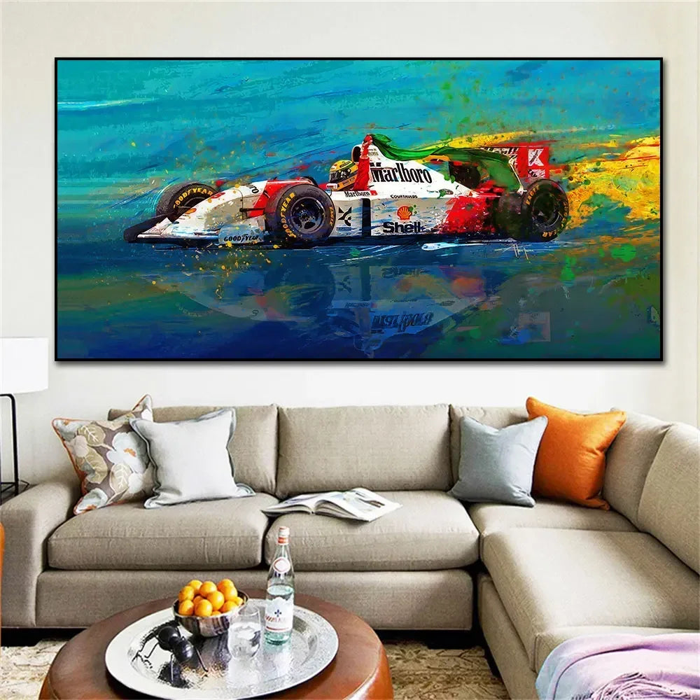 Moderne Simple, Art Mural, Poster Imprimé sur Toile HD Ayrton Senna Légende F1, Décoration de Maison Salon Chambre