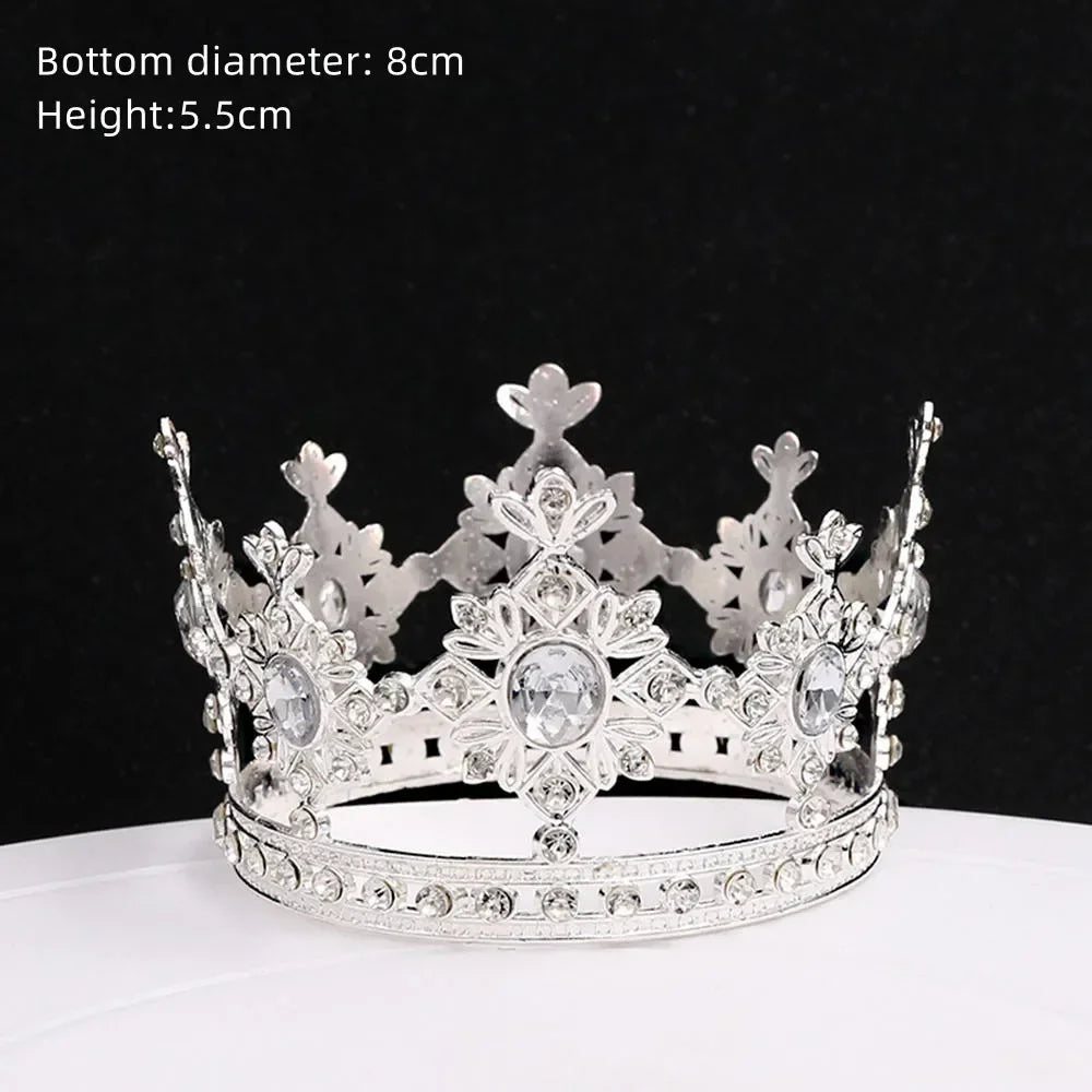 Nouveau Topper de Gâteau en Strass Couronne Chapeau Décoration Accessoires de Cheveux pour Enfants Princesse Fête de Mariage Anniversaire Fournitures