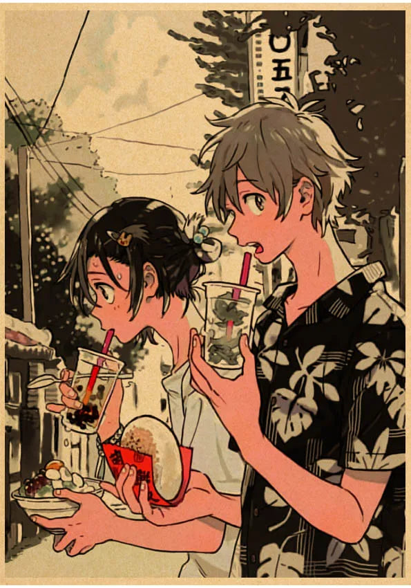 Umibe No Etranger Póster Anime Arte de Pared PÓSTER RETRO vintage papel kraft Pinturas Impresiones Imagen Para Niños Decoración Habitación Hogar Regalo