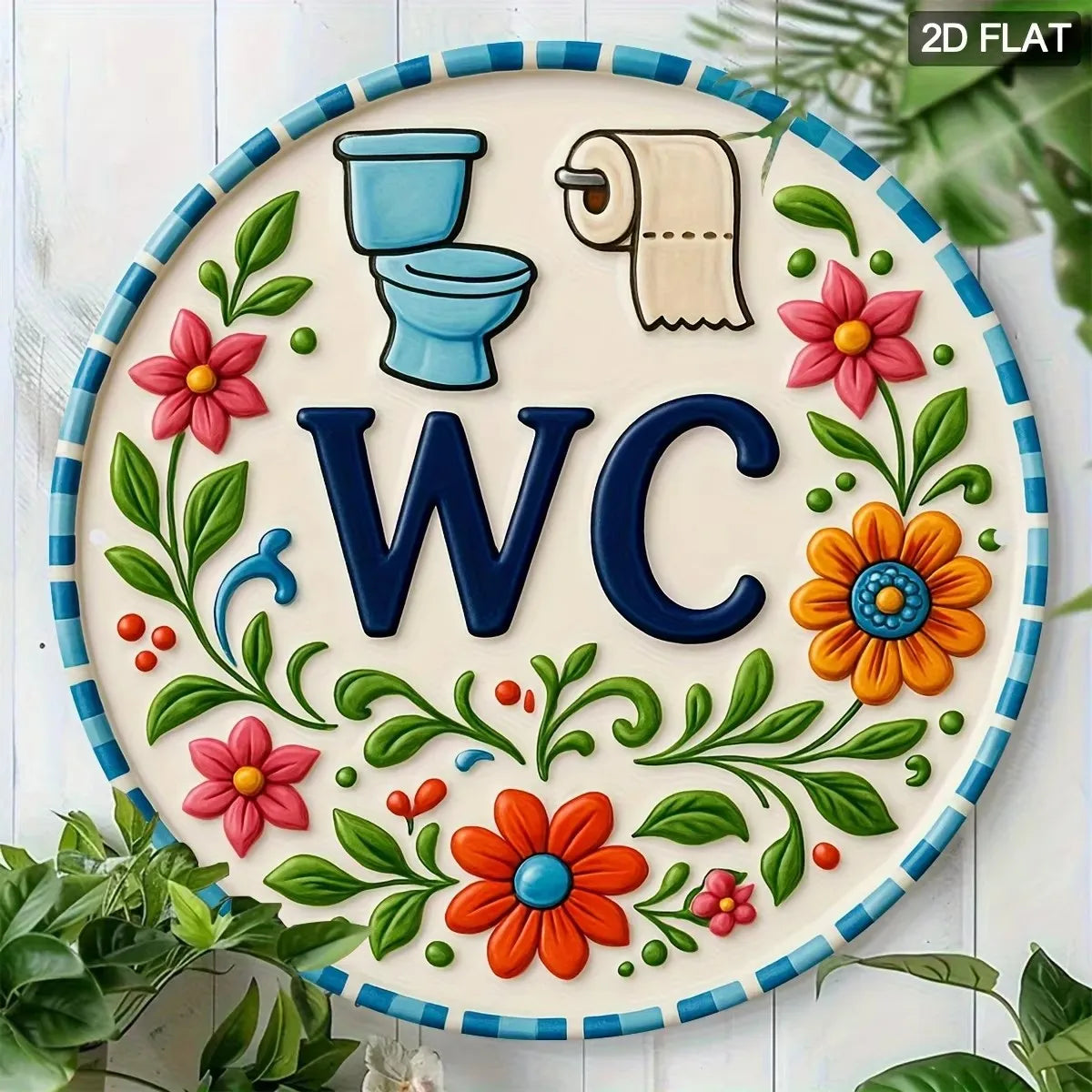 Letrero de inodoro vintage, decoración de baño retro imitación madera, humor, fácil instalación en el hogar
