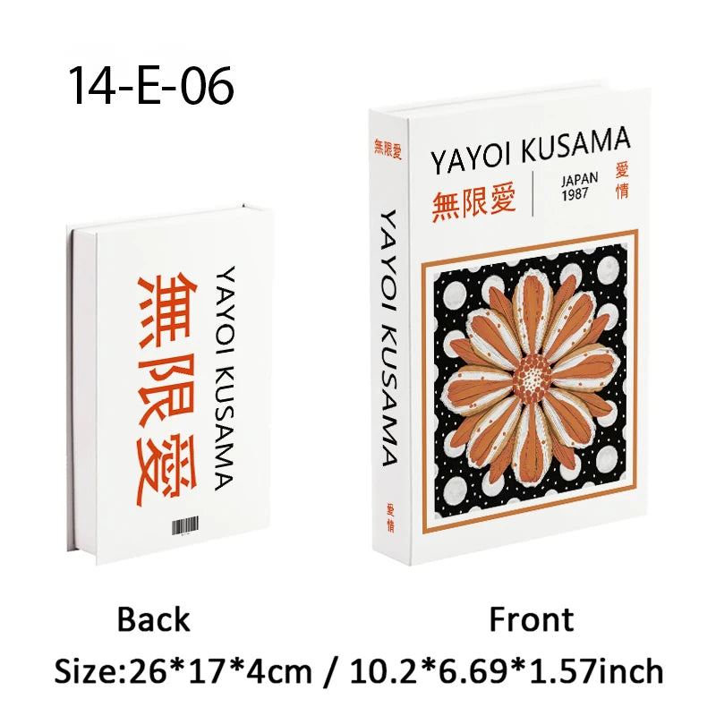 Yayoi Kusama Libros Decorativos de Lujo Abríbles Caja de Almacenamiento de Libros Falsos Adornos de Decoración para el Hogar Decoración de Mesa de Escritorio para Habitación Japonesa