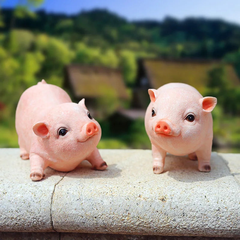 Mignonne Statue de Cochon Rose en Résine, Figurines de Cochon pour Bricolage, Décoration de Jardin, Pour Table, Pelouse, Porche, Balcon, Patio, Décoration Extérieure