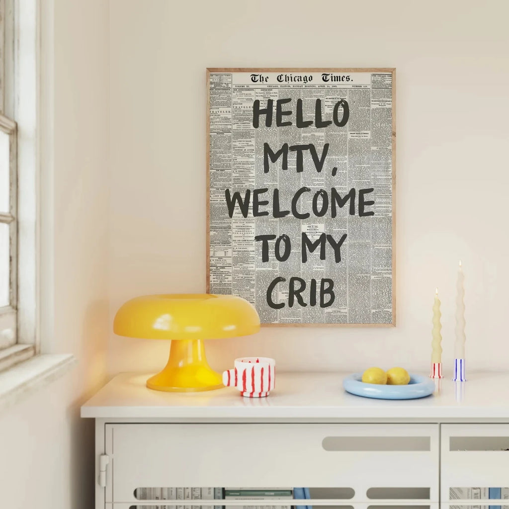 Hola MTV Bienvenidos a Mi Crib Moda Arte de Pared Impresiones Lienzo Pintura Póster Imagen para Sala de Estar Dormitorio Habitación Infantil Decoración del Hogar