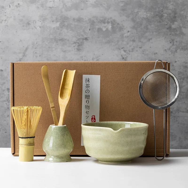 4/5/6 Pièces Ensemble Matcha Fouet en Bambou Cuillère à Thé Bol en Céramique Ensembles de Thé Traditionnels Outils de Fabrication de Thé à Domicile Accessoires Cadeaux d'Anniversaire