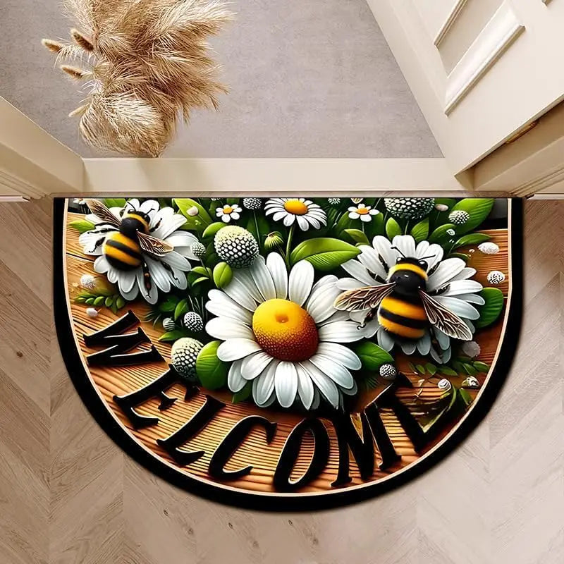 VIKAMA 1PC Felpudo de Bienvenida con Patrón Retro, Alfombra Interior y Exterior, Decoración del Hogar, Dormitorio y Cocina, Alfombrilla Antideslizante