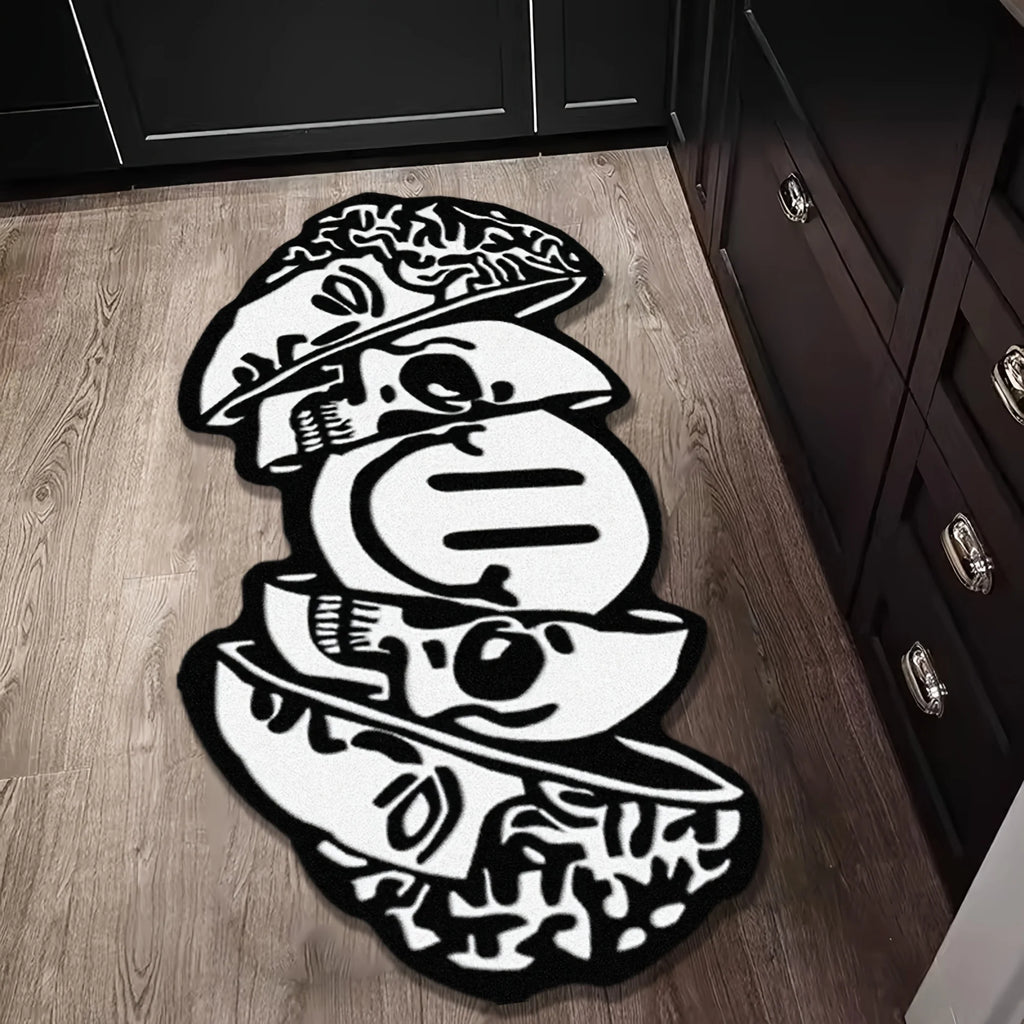 Alfombrilla de suelo creativa con forma de calavera VIKAMA, antideslizante y a prueba de suciedad. Alfombra de decoración para el hogar en salas de estar, dormitorios, entradas