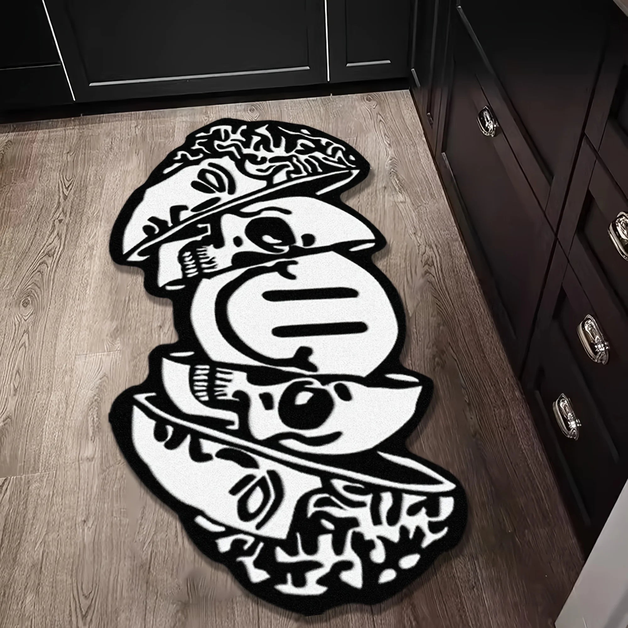 Alfombrilla de suelo creativa con forma de calavera VIKAMA, antideslizante y a prueba de suciedad. Alfombra de decoración para el hogar en salas de estar, dormitorios, entradas