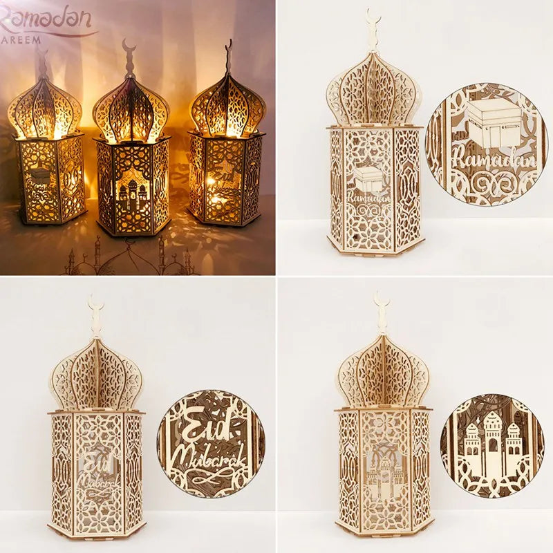 Adorno de Palacio de Madera Decoración de Ramadán para el Hogar Ayuda Eid Mubarak Ramadán Kareem Decoración para Fiesta de Festival Islámico Musulmán 2025