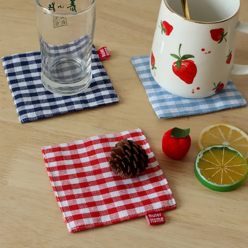 New Stripe Series Multicolor Korean Cotton Coaster Square Fresh Table Cloth Heat Insulation Mat Coffee Cup Placemat Table Decor