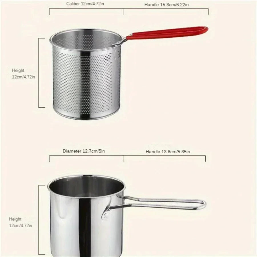 Freidora de acero inoxidable SUS304 para patatas fritas y alitas de pollo, olla pequeña doméstica para aceite con filtro, olla Tianfu Luo