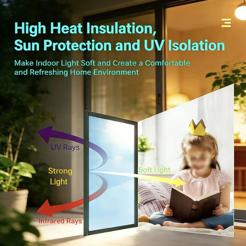 Película para Ventanas Adhesiva sin Pegamento, de Privacidad Unidireccional, Bloqueadora de Sol, Aislante del Calor, para el Hogar, la Oficina y Edificios