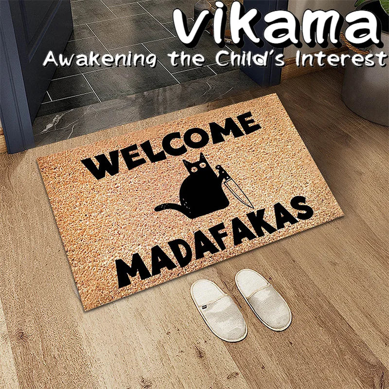 Tapis de sol anti-salissure en velours cristal style dessin animé VIKAMA, pour entrée de maison, absorbant et antidérapant, pour cuisine