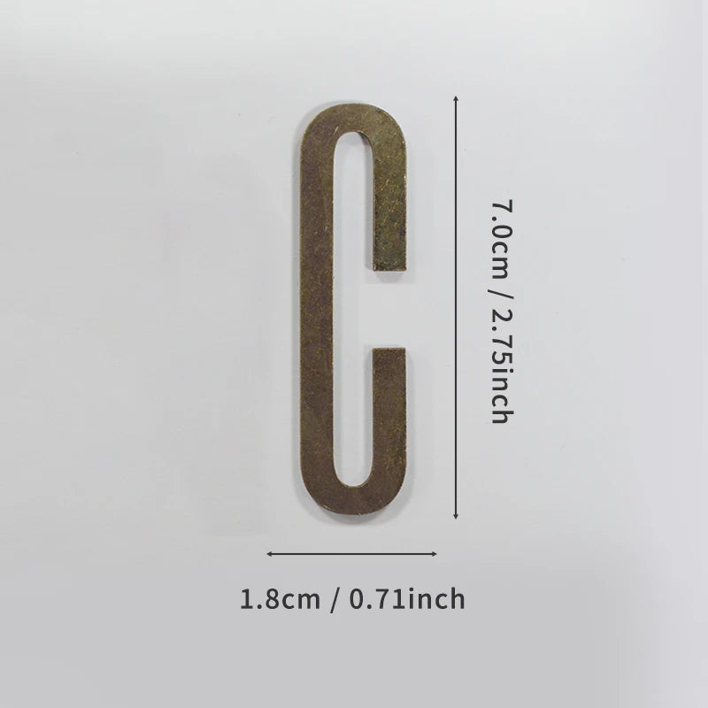 Bronze Self Adhesive House Number Metal English Alphabet Letters for Apartment Room Door Plate Table Mailbox Number Stickers 7cm
