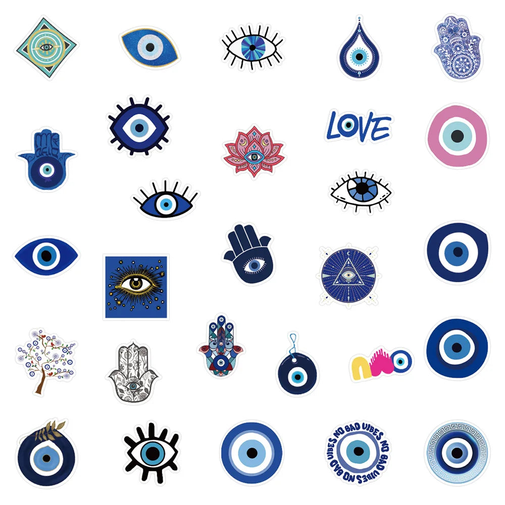 10/30/50pcs Autocollants Graffiti Oeil Turc Gothique Maléfique Esthétique Stickers Skateboard Moto Téléphone Voiture Cool Imperméable