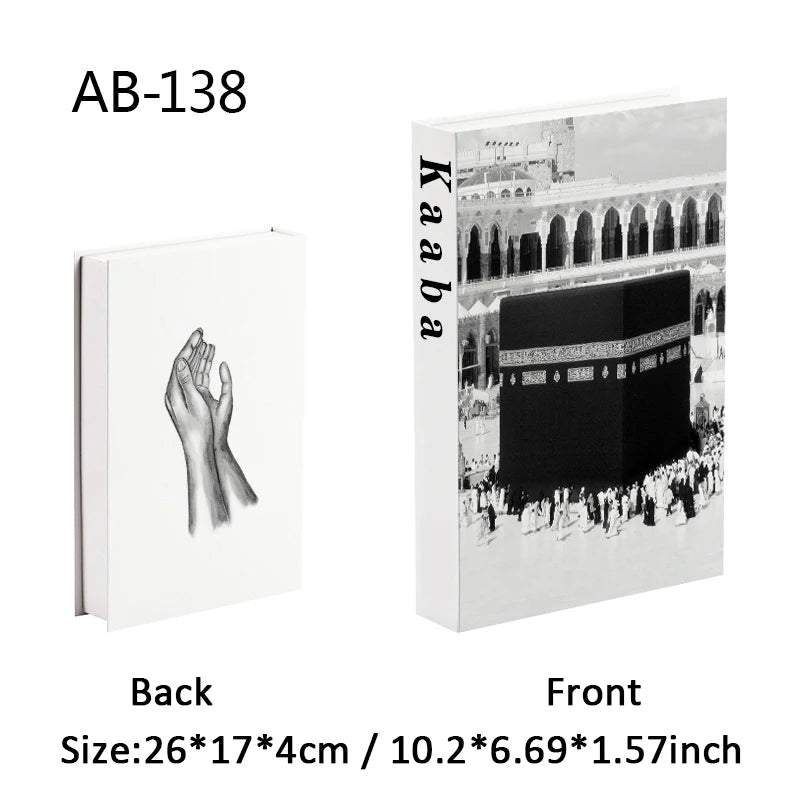 Islamic Kaaba Mosque Luxe Fake Book Storage Box Home Interior Decoration Decorative Books Coffee Table Bedroom Living Room Decor