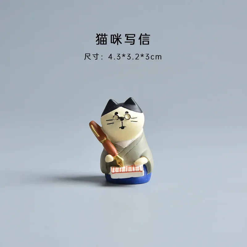 ZAKKA Miniaturas Estudio Estantería Decoración Hogar Lindo Gato de Dibujos Animados Retro Escritorio Gramófono Adorno Artesanía Accesorios Casa de Muñecas Juguete Regalo