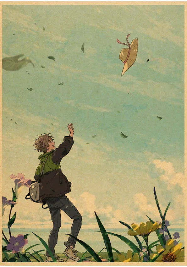Umibe No Etranger Póster Anime Arte de Pared PÓSTER RETRO vintage papel kraft Pinturas Impresiones Imagen Para Niños Decoración Habitación Hogar Regalo