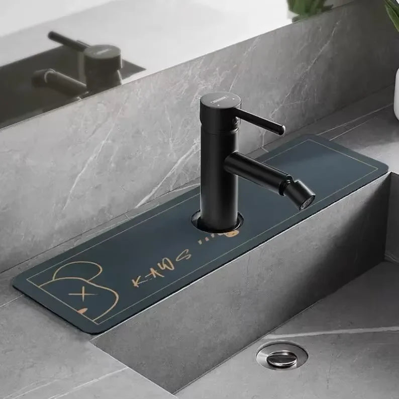VIKAMA Grifo de cocina con diseño de dibujos animados, súper absorbente, para cafetera, escurridor, alfombrilla de secado rápido para baño