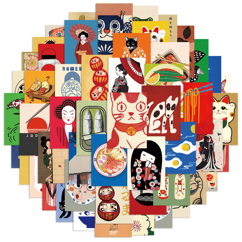 50/100 PEGATINAS de estilo japonés con dibujos animados - Para decorar refrigeradores, patinetas, computadoras, computadoras portátiles, papelería impermeable