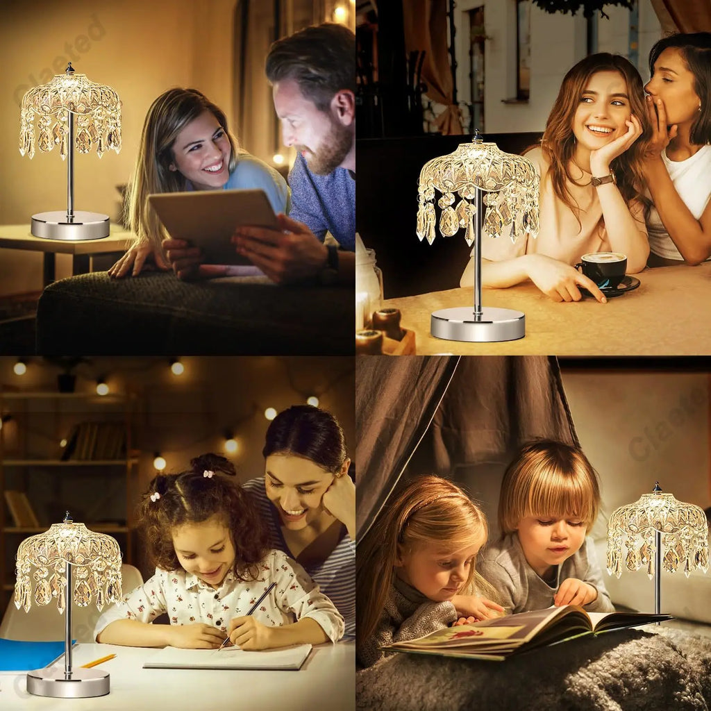 Lámpara de mesa de cristal de lujo ligero para dormitorio, mesita de noche, retro europea, luz nocturna decorativa, accesorios de iluminación para el hogar con ambiente