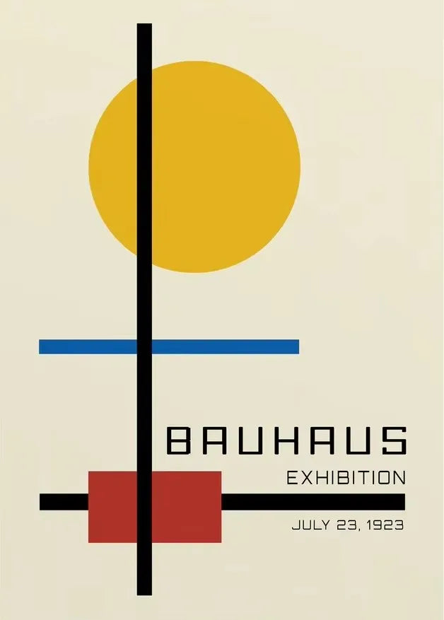 Abstract Orange Bauhaus Geometric Poster Pop Art Sunrise & Bicycle Wall Art Prints for Modern Living Room Dormitory Home Decor