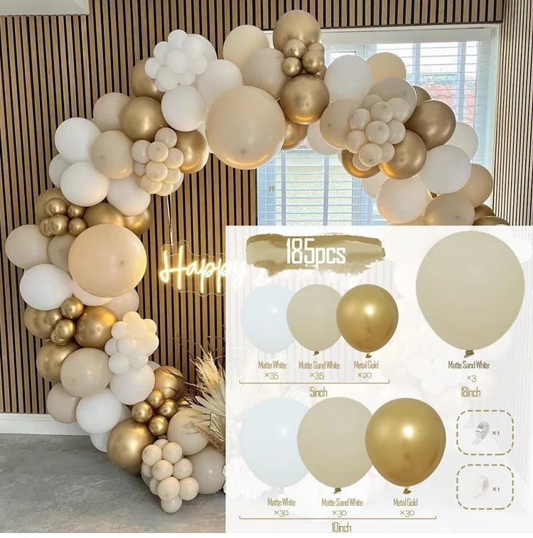 Kit de arco de guirnalda de globos blancos arena para decoración de fiesta de cumpleaños, baby shower, globos de látex para fiesta de boda y cumpleaños