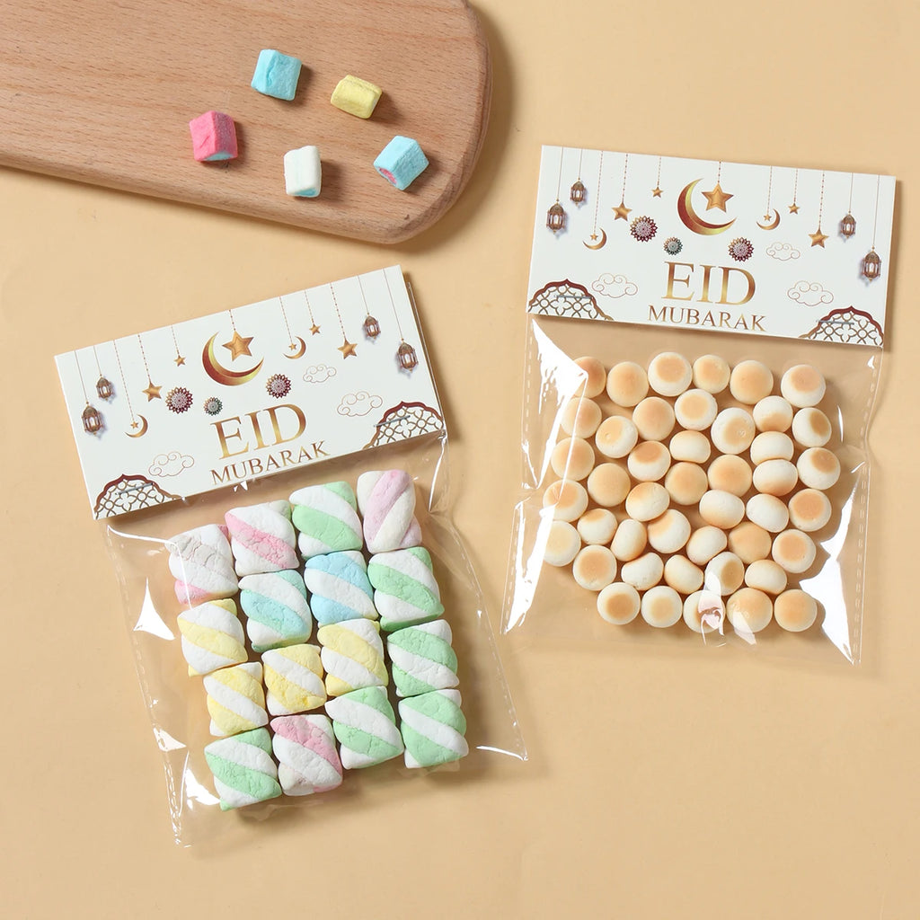 Décorations pour la maison du Ramadan 2025 - Sachet de friandises Eid Mubarak - Sachet de bonbons - Décorations de fête musulmanes islamiques - Ramadan Kareem - Aïd al-Adha