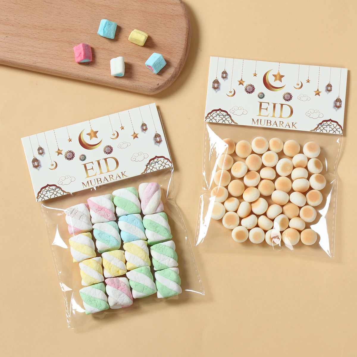 Décorations pour la maison du Ramadan 2025 - Sachet de friandises Eid Mubarak - Sachet de bonbons - Décorations de fête musulmanes islamiques - Ramadan Kareem - Aïd al-Adha