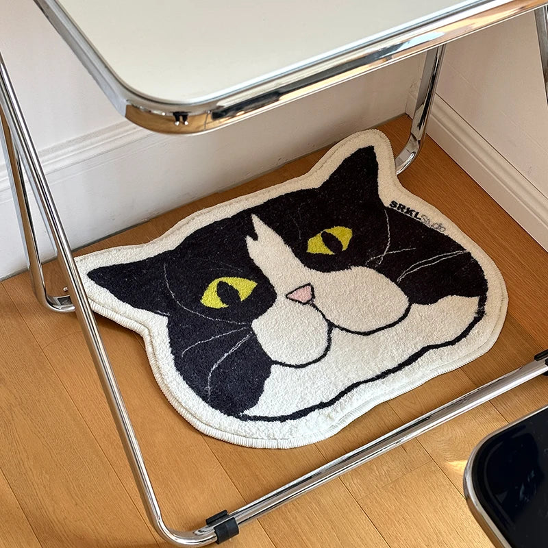 Tapis à poils courts pour animaux de compagnie mignons VIKAMA, lavable en machine, pour chambre d'enfant, aire de jeux, tapis rampant pour bébé, style INS, motif chat, décoration d'intérieur