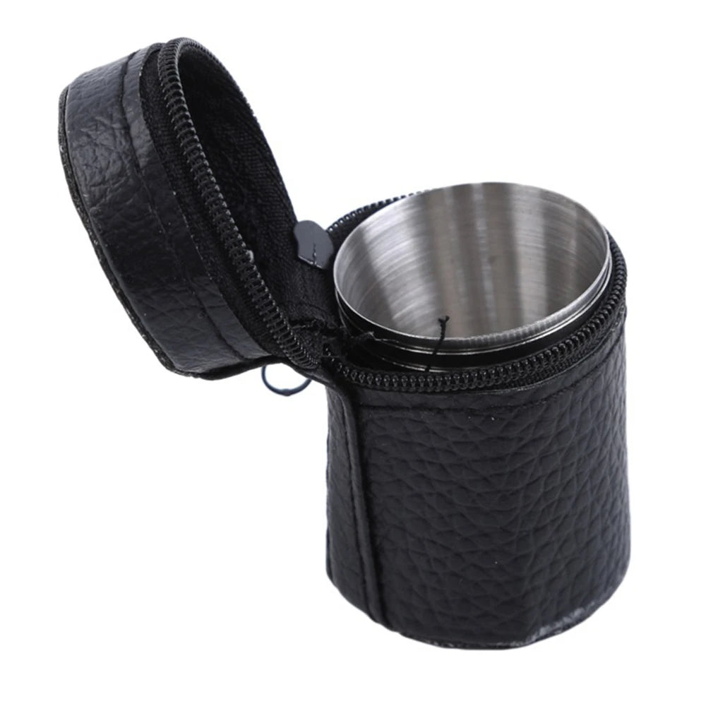 Juego de 6 vasos pequeños de acero inoxidable para viaje al aire libre, para whisky y vino, con estuche, vasos portátiles