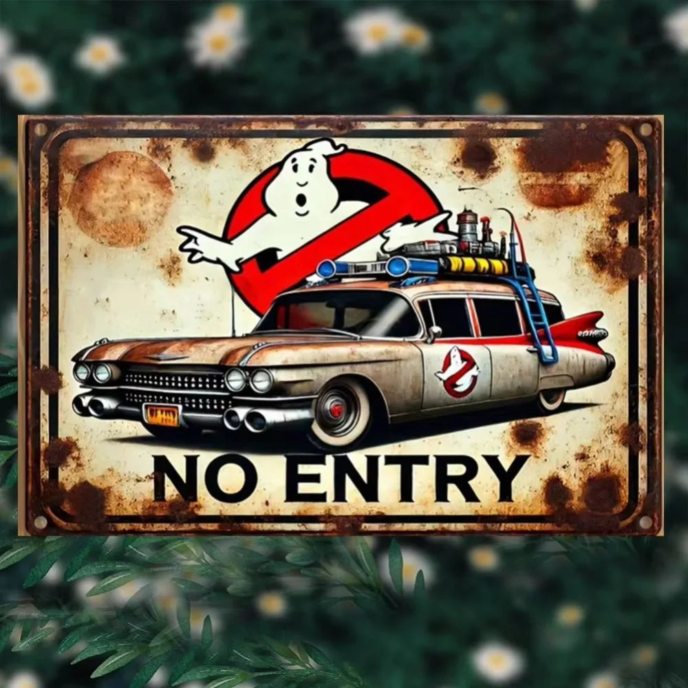 Décoration Murale Métallique Rétro Ghostbusters | Décoration Cinéma Iconique pour Espaces Thématiques | Facile à Installer et Durable pour la Maison
