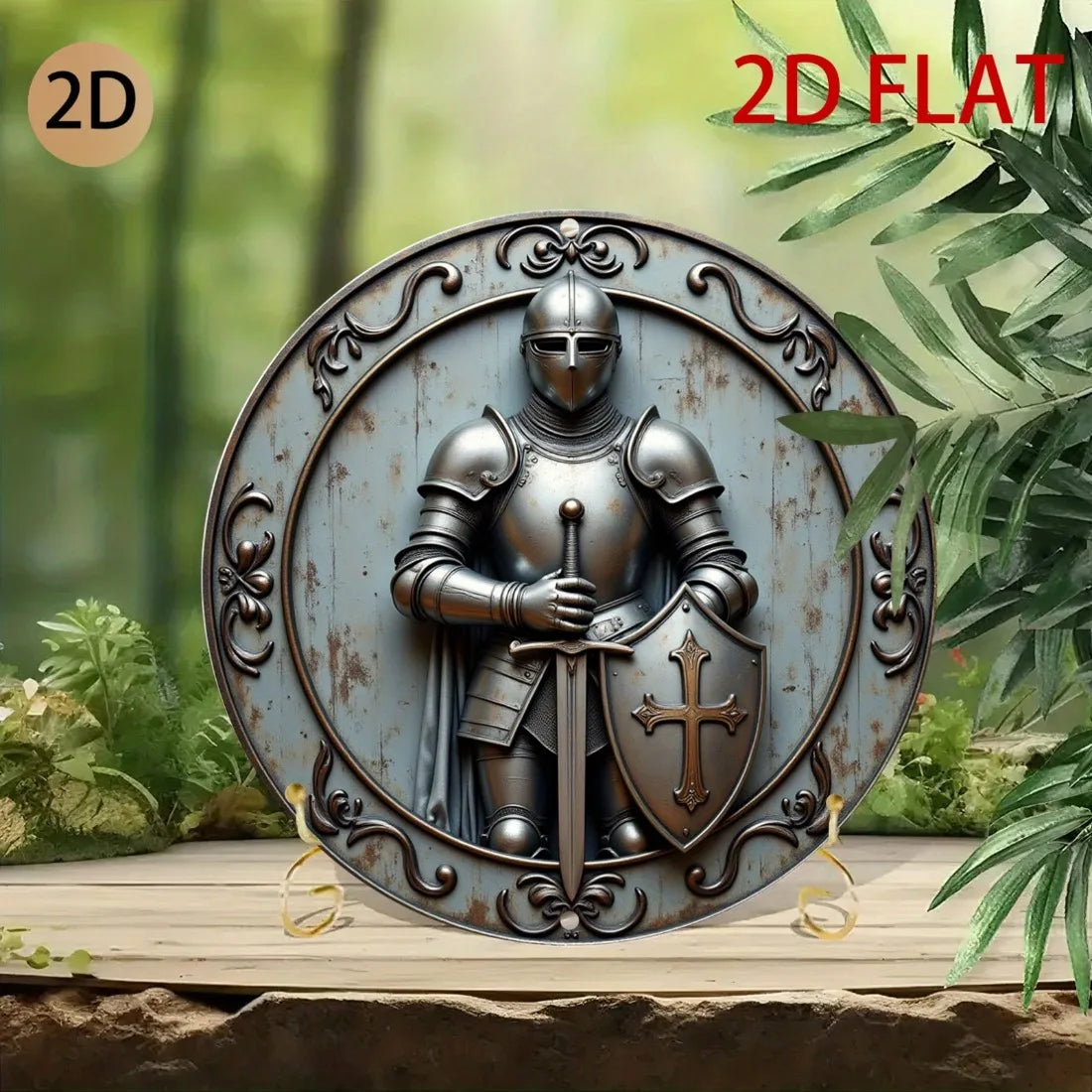 Décoration murale médiévale en métal, bouclier et lance 3D ronds en aluminium pour maison, bar, jardin