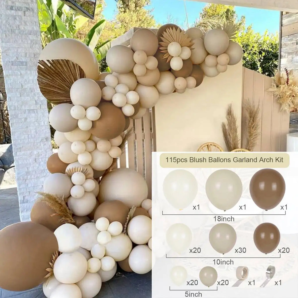 Kit Arche Guirlande de Ballons Blanc Sable Décoration de Fête Joyeux Anniversaire pour Enfants, Baby Shower, Mariage, Ballons en Latex