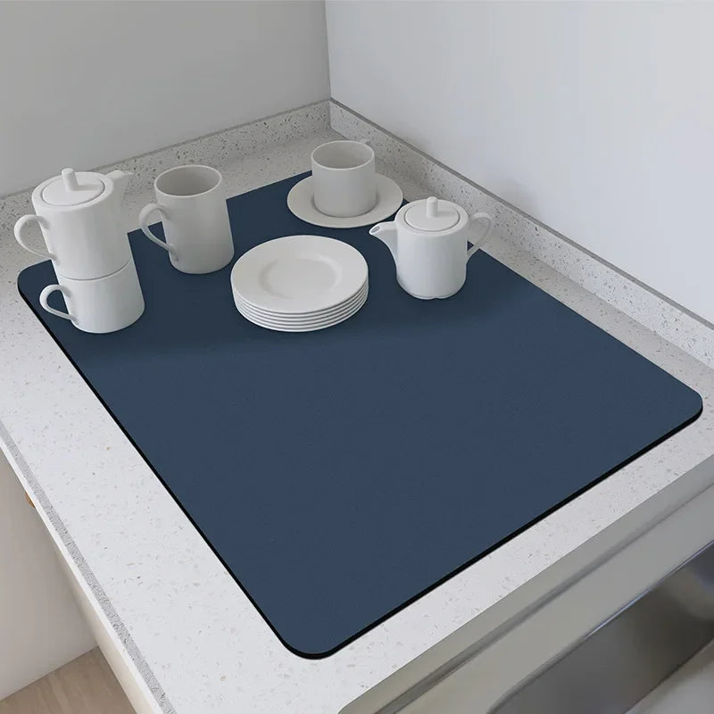 Alfombrilla de encimera de cocina de color sólido de estilo simple VIKAMA, almohadilla de secado de platos que absorbe el agua, almohadilla para cafetera, decoración del hogar