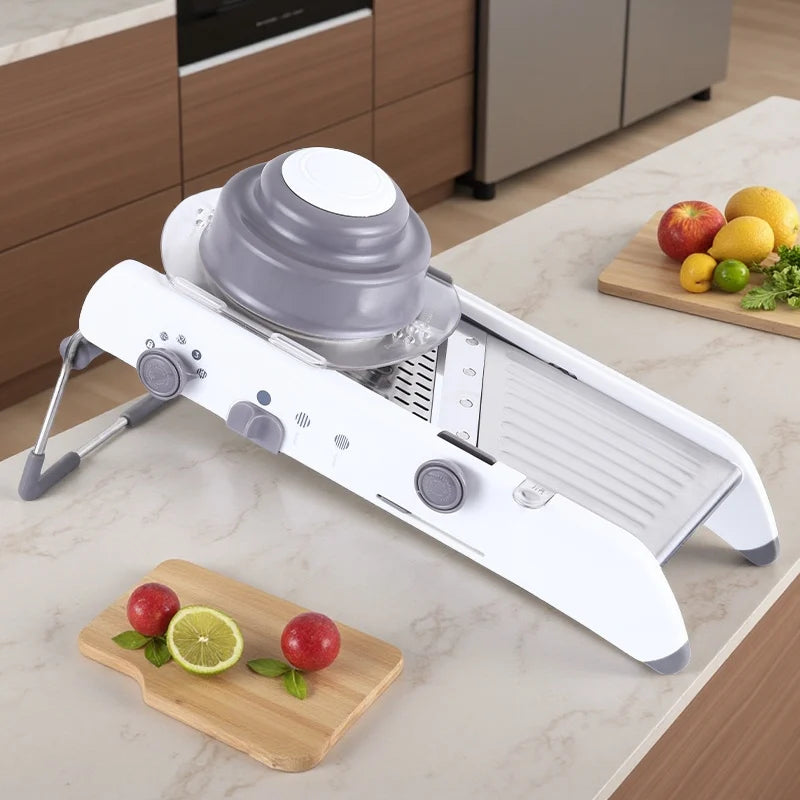 Rebanadora de Mandolina de Acero Inoxidable Ajustable, Cortador de Verduras en Julienne, Rallador, Cortador de Cebolla, Patata, 18 Tipos