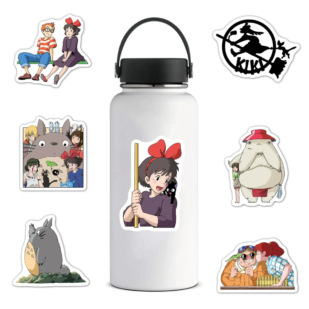 100 pegatinas de anime de Hayao Miyazaki para laptop, monopatín, equipaje, teléfono, coche, calcomanías de graffiti impermeables, juguete para niños
