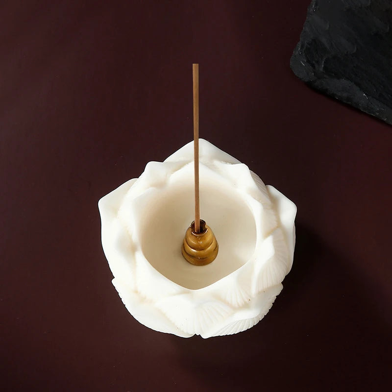 Brûleur d'encens en céramique Lotus, porte-encens en laiton en forme de gourde, porte-bâtonnets d'encens pour Yoga, méditation, Spa, décoration intérieure